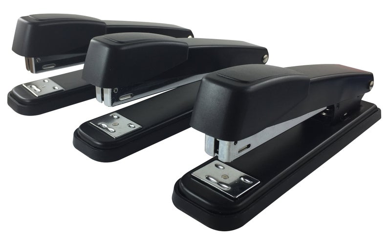 Clipco Stapler with 2000 Staples Each Metal Full Desk Size Black (3-Pack) - Image 1
